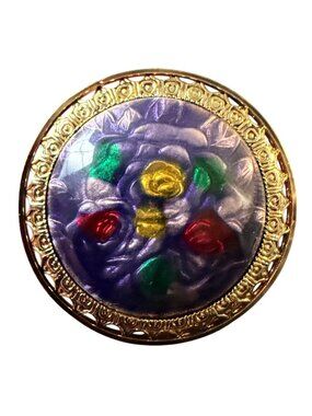 Vintage Reverse Carved Lucite Brooch Gold Tone Floral Pin 1950s New Old Stock